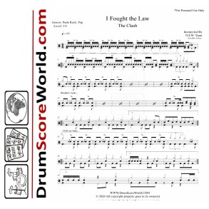 The Clash - I Fought the Law - Drum Sheet + Play-Along Track